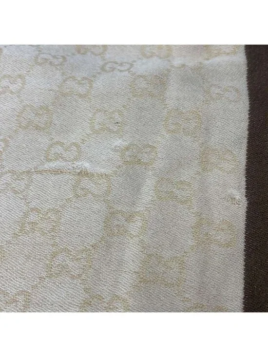 Gucci Ggmonogram Striped Wool Silk Shawl Beige - Picture 4 of 4
